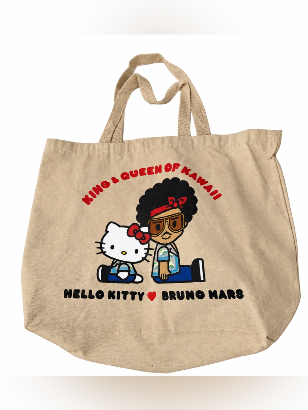 NWOT Hello Kitty x Bruno Mars Beige Canvas Tote